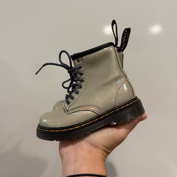 Dr Martens Toddler 1460 Sparkle Rays Lace Up Moto Boots - Picture 11 of 13